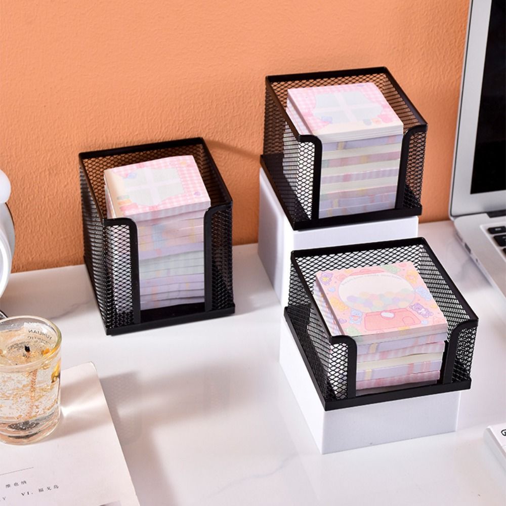 Sticky Note Cube - Cube de papier en maille noire,