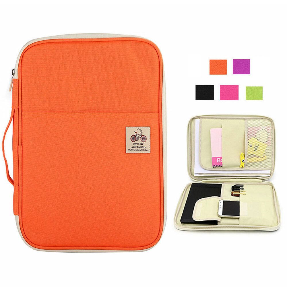 Portfolio Folder Zip - Organiseur de documents zippé de voyage,