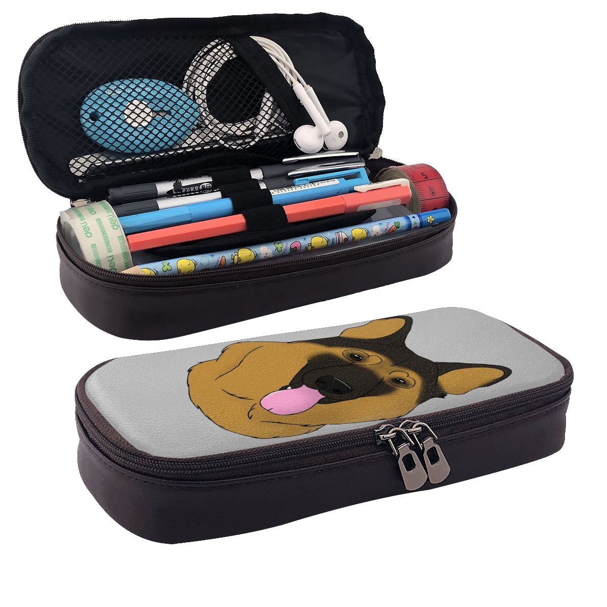 Tan Stationery & Office Supply - Étui à crayons en cuir noir