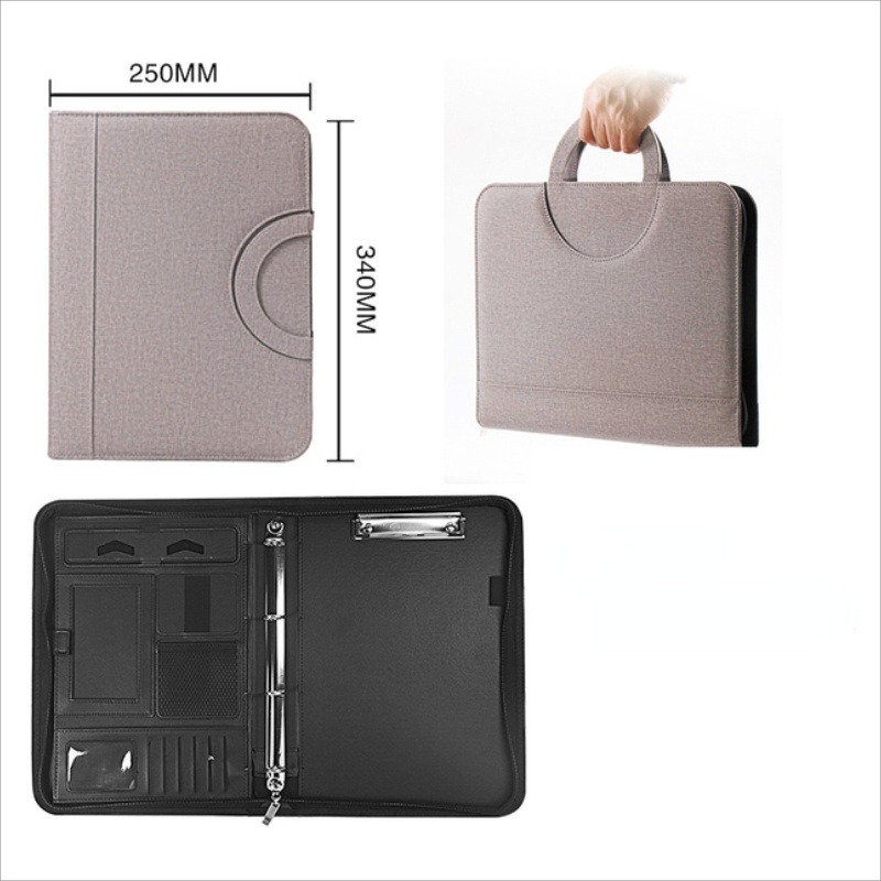 Portfolio Folder Zip - Porte-documents en cuir PU A4 avec
