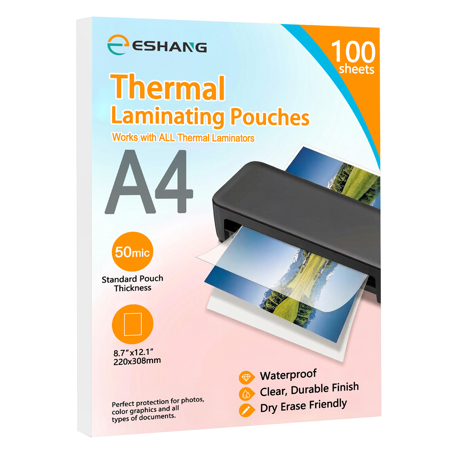 Document Laminator Pouch - Pochettes de plastification ESHANG A4, 8,7x12,1