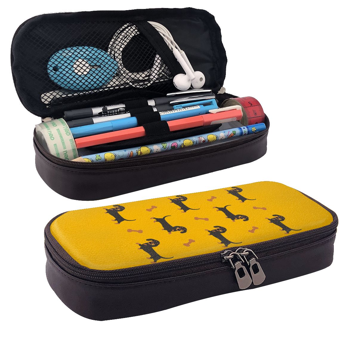 Trousse à crayons en cuir noir - Tan Stationery & Office Supply avis et prix