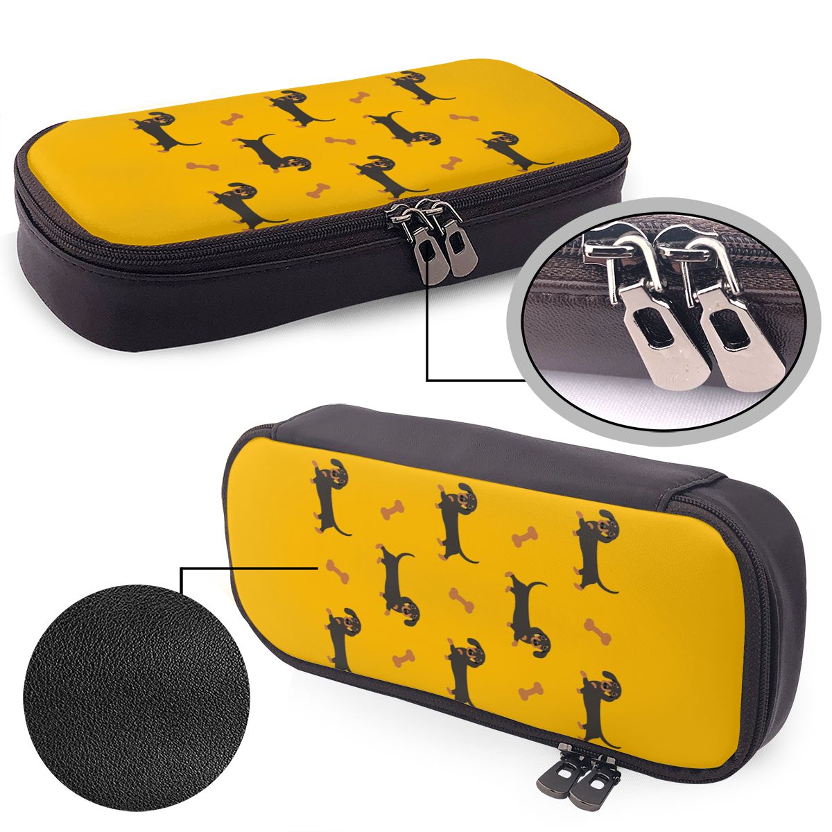 Trousse à crayons en cuir noir - Tan Stationery & Office Supply avis et prix