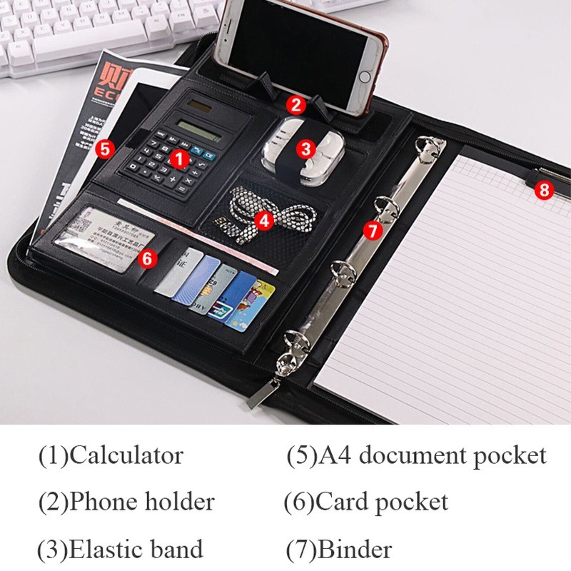 Porte-documents en cuir PU A4  - Portfolio Folder Zip avis et prix