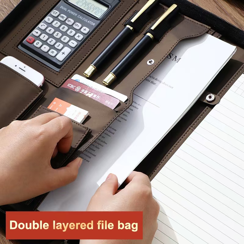 Portefeuille en cuir PU A4, ét - Portfolio Folder Zip avis et prix